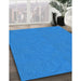 Machine Washable Transitional Neon Blue Rug in a Family Room, wshpat596lblu