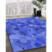 Patterned Sky Blue Rug in Family Room, pat597blu