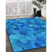 Patterned Blue Rug in Family Room, pat597lblu