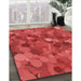 Patterned Red Rug in Family Room, pat597rd