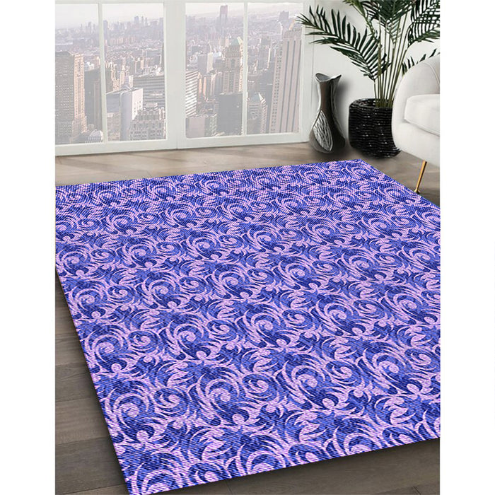 Patterned Bright Lilac Purple Rug in Family Room, pat598pur