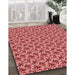 Machine Washable Transitional Light Coral Pink Rug in a Family Room, wshpat598rd
