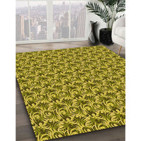 Patterned Dark Bronze Brown Rug, pat598yw