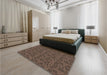 Patterned Dark Gold Brown Rug in a Bedroom, pat599brn