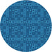 Square Patterned Blueberry Blue Rug, pat599lblu