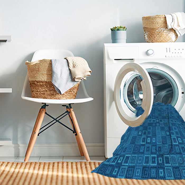 Machine Washable Transitional Blueberry Blue Rug in a Washing Machine, wshpat599lblu