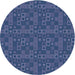 Sideview of Patterned Blue Novelty Rug, pat599