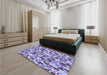 Round Machine Washable Transitional Amethyst Purple Rug in a Office, wshpat6blu