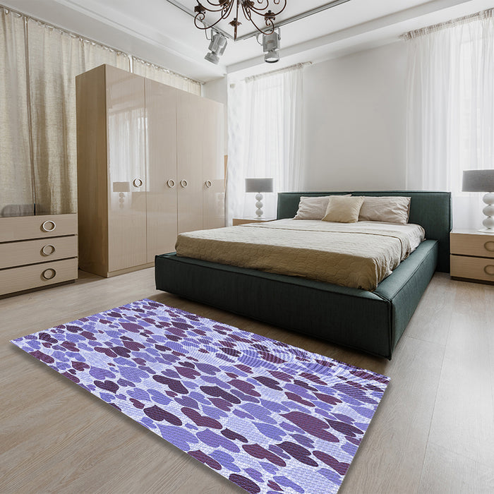 Patterned Amethyst Purple Rug in a Bedroom, pat6blu
