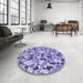 Round Patterned Amethyst Purple Rug in a Office, pat6blu