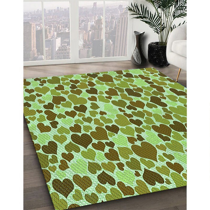 Machine Washable Transitional Olive Green Rug in a Family Room, wshpat6grn