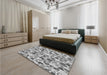 Patterned Platinum Silver Gray Rug in a Bedroom, pat6gry