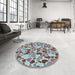 Round Patterned Sky Blue Rug in a Office, pat6lblu
