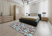 Patterned Sky Blue Rug in a Bedroom, pat6lblu