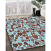 Machine Washable Transitional Sky Blue Rug in a Family Room, wshpat6lblu