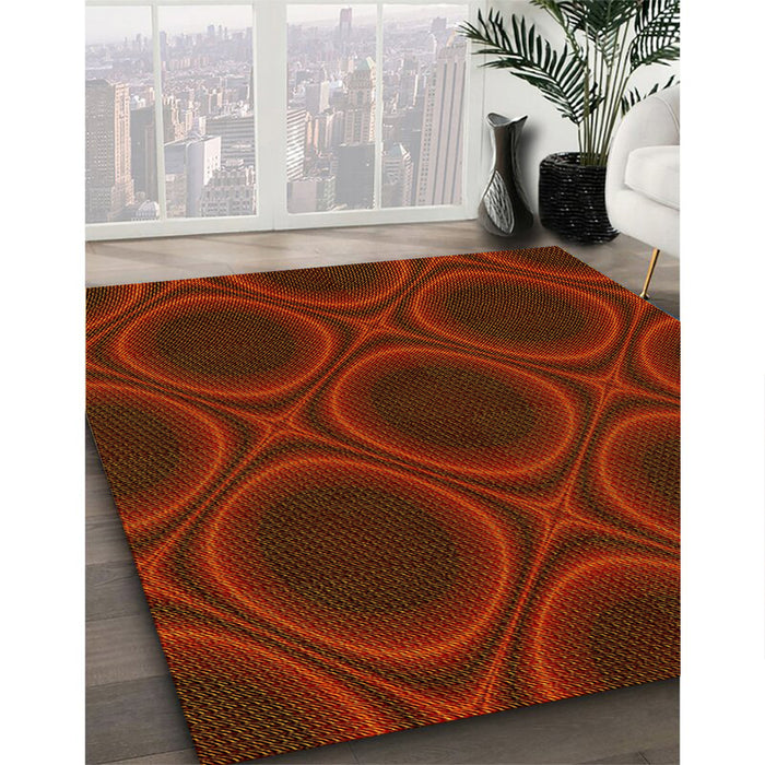 Patterned Crimson Red Rug in Family Room, pat60yw