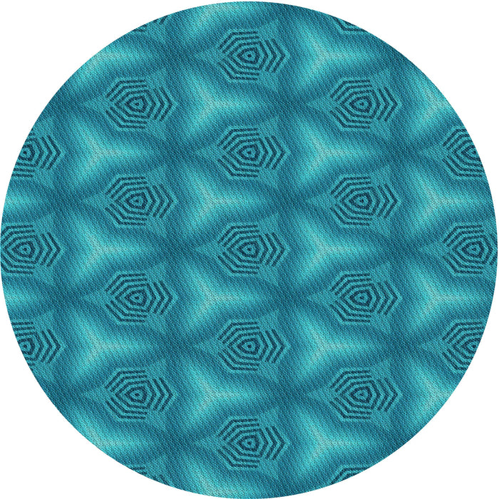 Square Patterned Dark Cyan Green Rug, pat600lblu