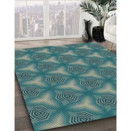 Patterned Teal Green Novelty Rug in Family Room, pat600