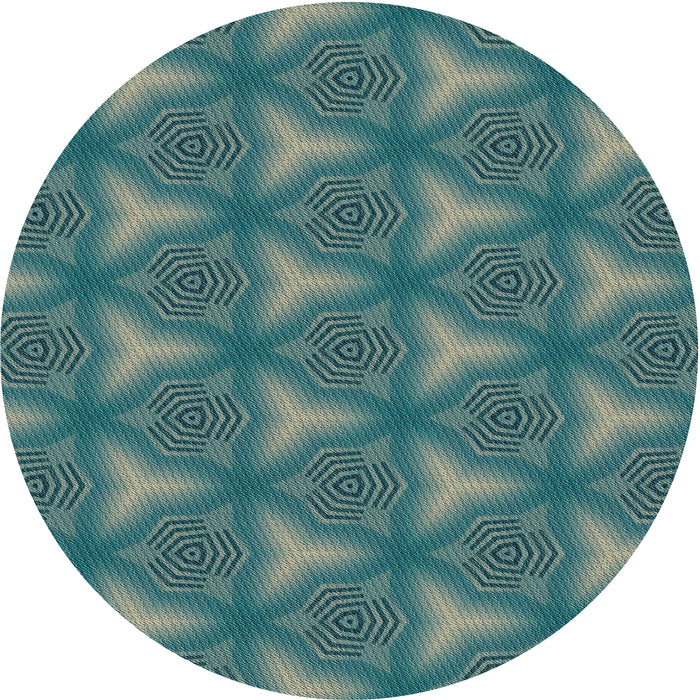 Sideview of Patterned Teal Green Novelty Rug, pat600