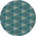 Sideview of Patterned Teal Green Novelty Rug, pat600