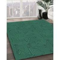 Patterned Medium Teal Green Rug, pat601grn