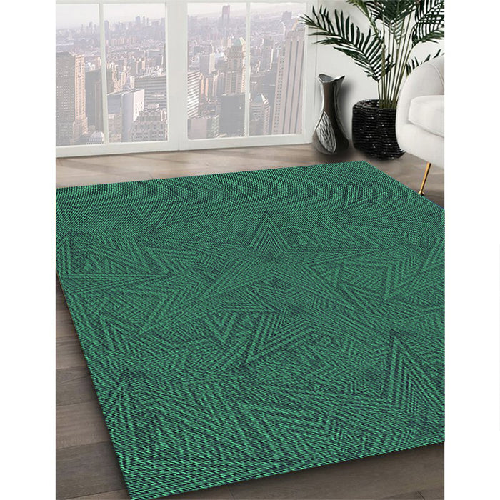 Machine Washable Transitional Medium Teal Green Rug in a Family Room, wshpat601grn