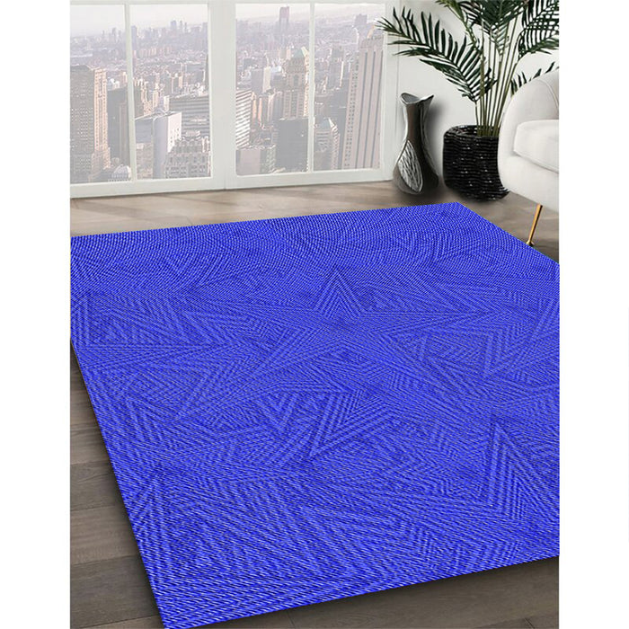 Patterned Blue Rug in Family Room, pat601pur