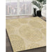 Patterned Metallic Gold Rug in Family Room, pat602brn