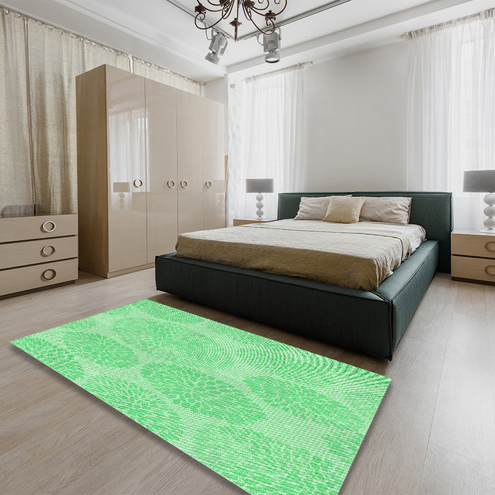 Patterned Green Rug in a Bedroom, pat602grn
