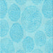 Round Patterned Bright Turquoise Blue Rug, pat602lblu