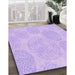 Patterned Purple Rug in Family Room, pat602pur