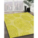 Patterned Yellow Rug in Family Room, pat602yw