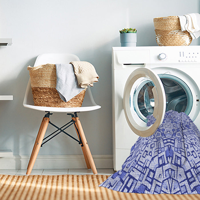 Machine Washable Transitional Blue Rug in a Washing Machine, wshpat604blu