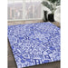 Machine Washable Transitional Blue Rug in a Family Room, wshpat604blu