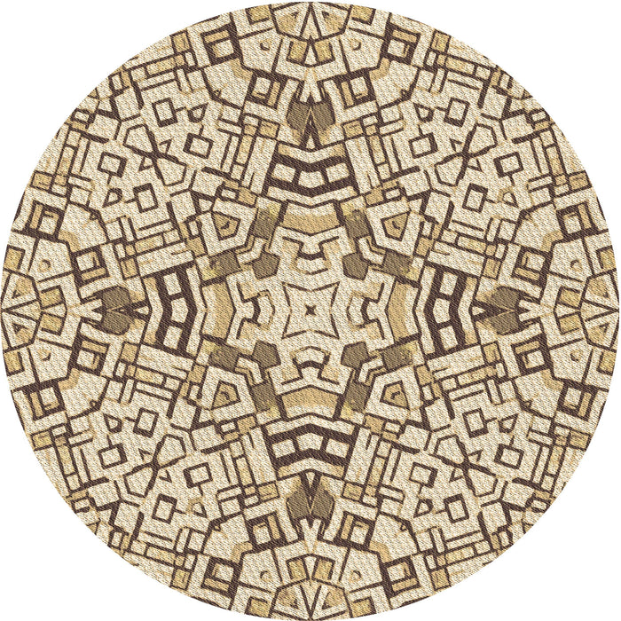 Square Patterned Khaki Gold Rug, pat604brn