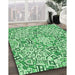 Machine Washable Transitional Green Rug in a Family Room, wshpat604grn