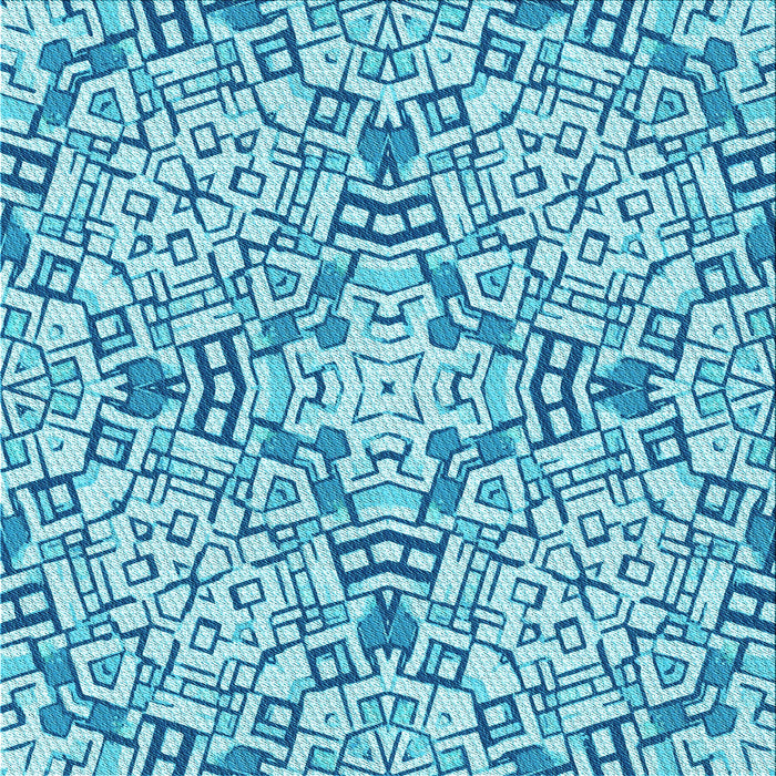 Round Patterned Blue Rug, pat604lblu