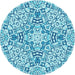 Square Patterned Blue Rug, pat604lblu