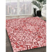 Machine Washable Transitional Red Rug in a Family Room, wshpat604rd