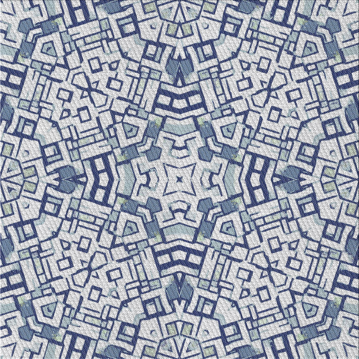 Square Patterned Platinum Gray Novelty Rug, pat604