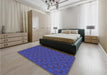 Round Machine Washable Transitional Sapphire Blue Rug in a Office, wshpat605blu