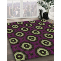 Patterned Purple Lily Purple Rug, pat607brn