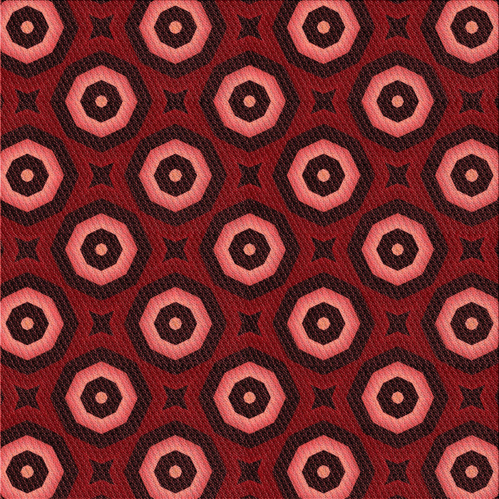 Round Patterned Crimson Red Rug, pat607rd