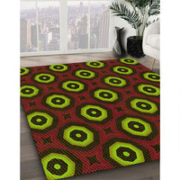 Patterned Olive Green Rug, pat607yw