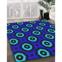 Patterned Navy Blue Novelty Rug, pat607