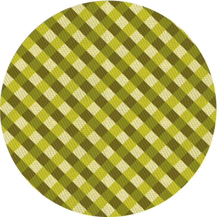 Square Patterned Dark Yellow Green Rug, pat608yw