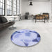 Round Patterned Periwinkle Purple Rug in a Office, pat609blu