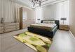 Patterned Dark Golden Brown Rug in a Bedroom, pat609brn