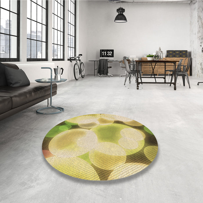 Round Patterned Dark Golden Brown Rug in a Office, pat609brn
