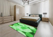 Patterned Green Rug in a Bedroom, pat609grn